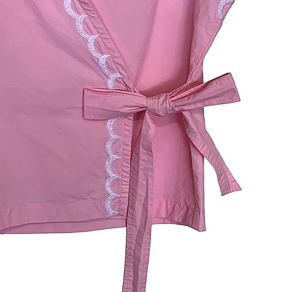 MADEWELL Pink Embroidered Side Tie Wrap Top Size Small - Picture 10 of 16